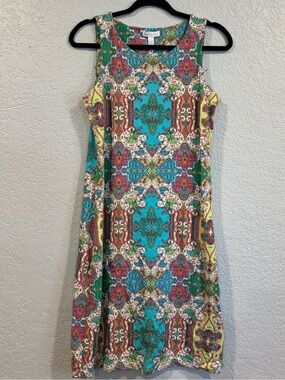 Charter Club Turquoise Multicolor Sleeveless Shift Dress